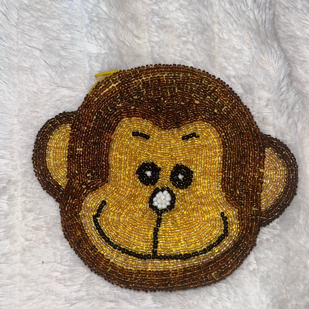 Beaded Monkey Face Kids Coin Purse